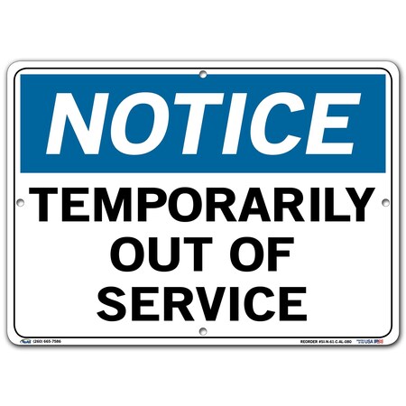 Vestil Aluminum Sign, 10-1/2" Height, 14-1/2" Width, Aluminum, Rectangle, English SI-N-61-C-AL-080